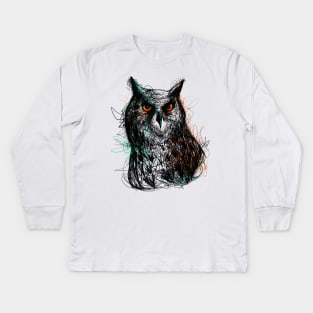 Glide Through The Dark Times - Owl Print Kids Long Sleeve T-Shirt